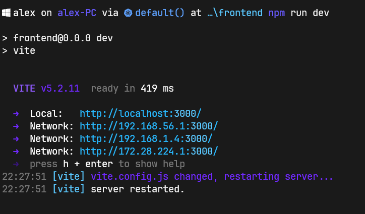 Running Development Environment - Terminal