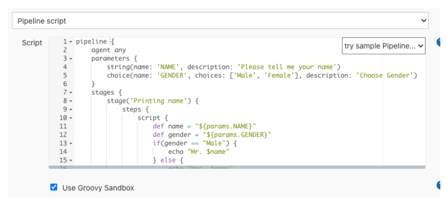 Pipeline code in Jenkins